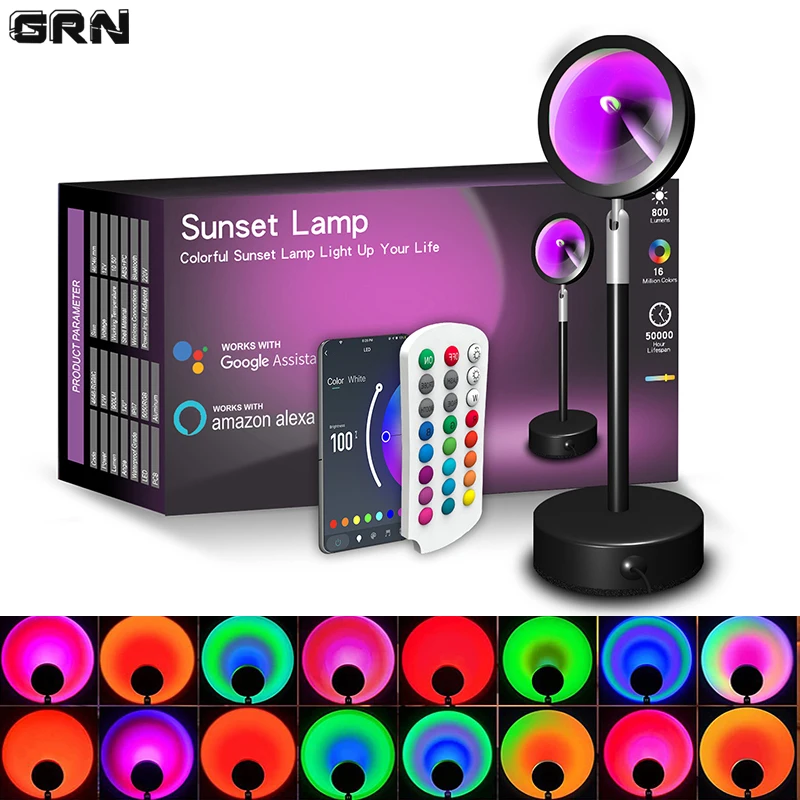 Smart Home Decor - Smart LED Sunset Lamp, Lâmpadas Coloridas