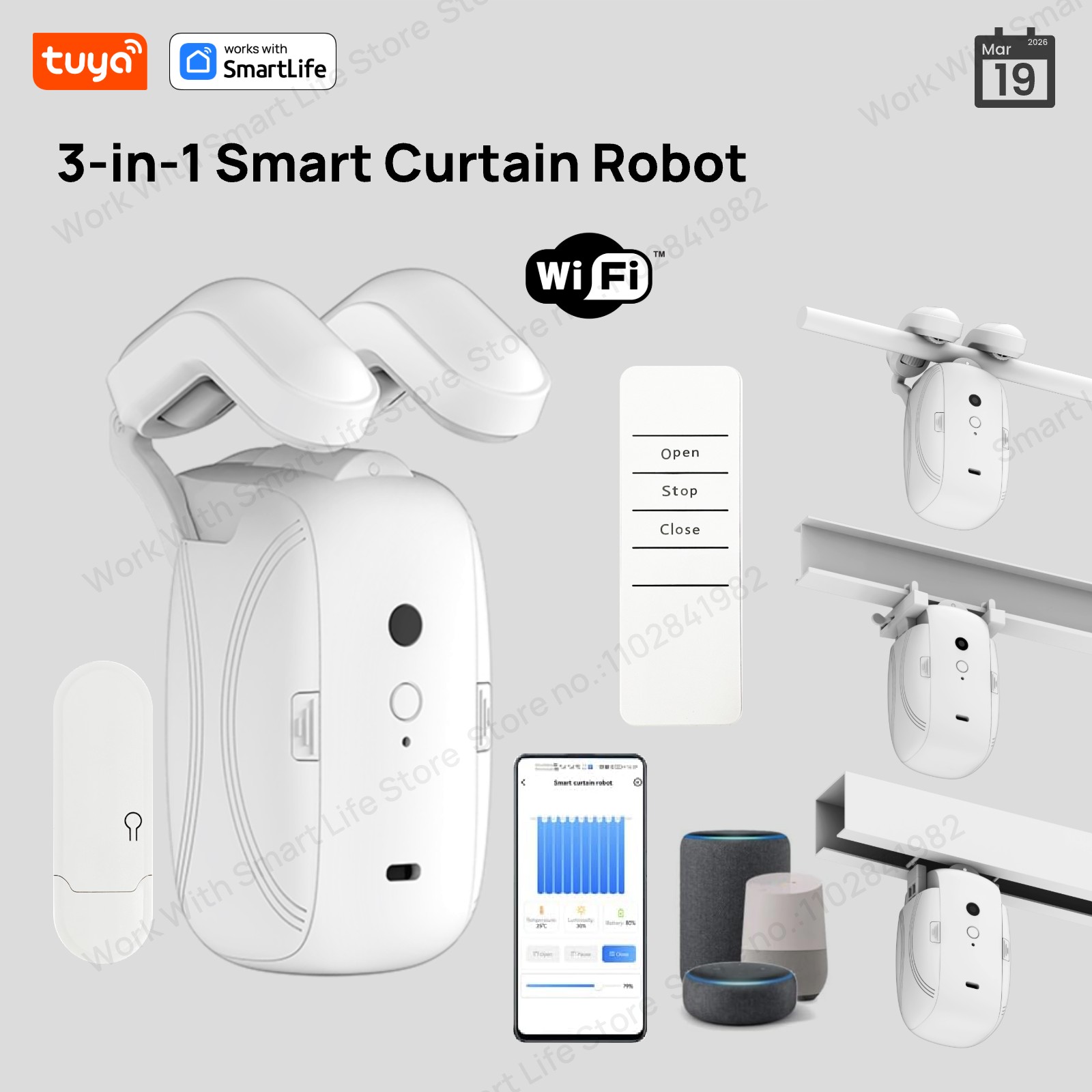Smart Home Hub - 1/2 Unidades Robô de Cortina Inteligente