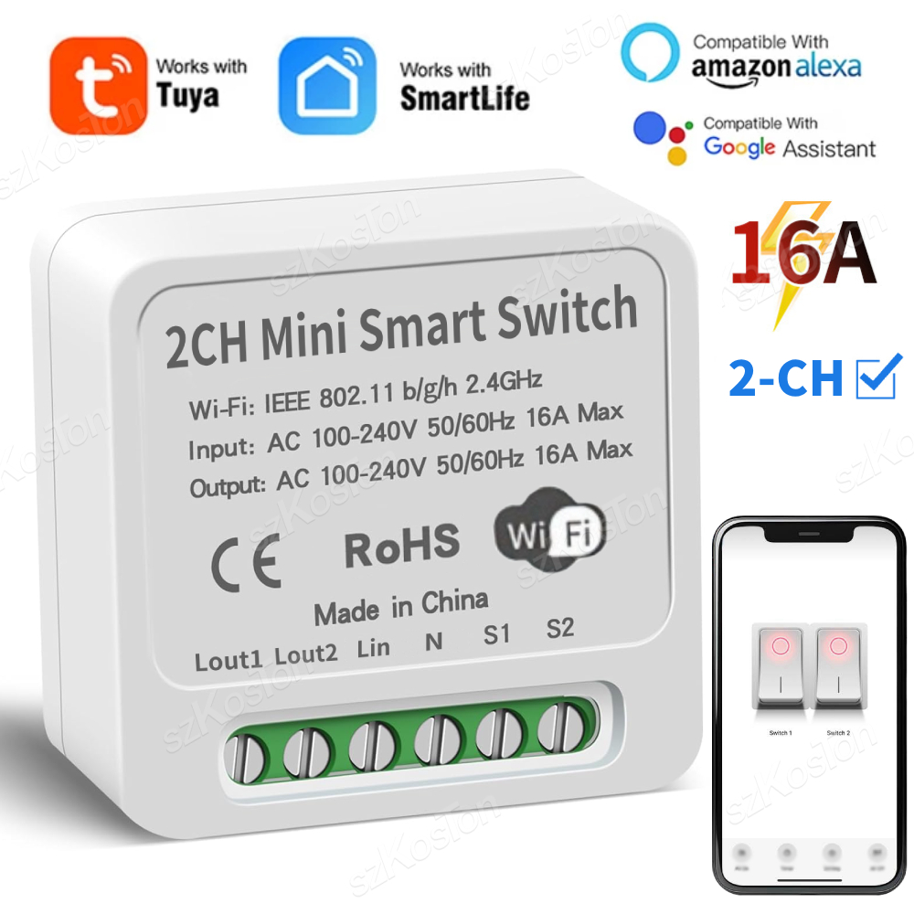 Smart Home Voice Control - 16a tuya wifi módulo de interruptor