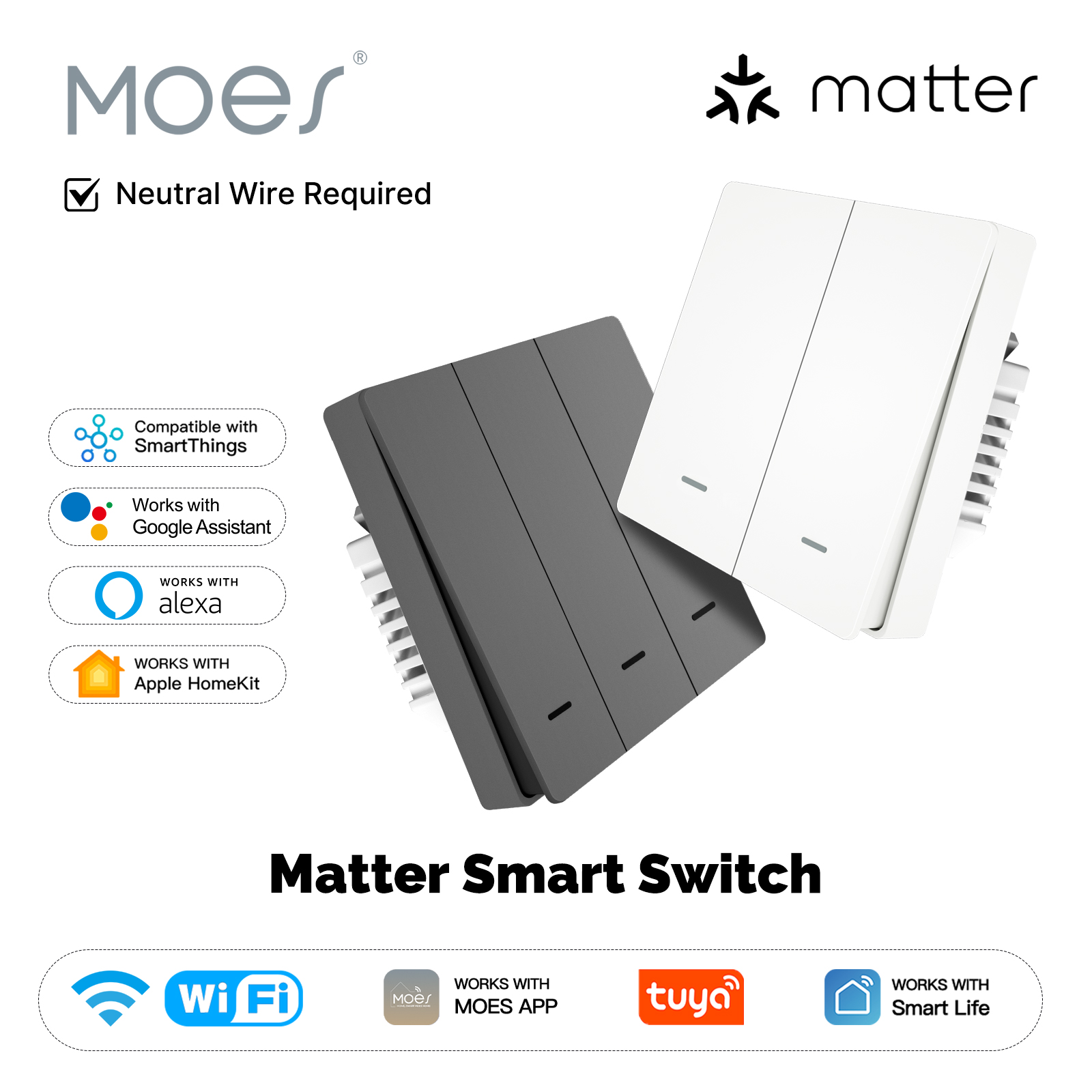 Smart Home Google - MOES Matter Tuya WiFi Interruptor de