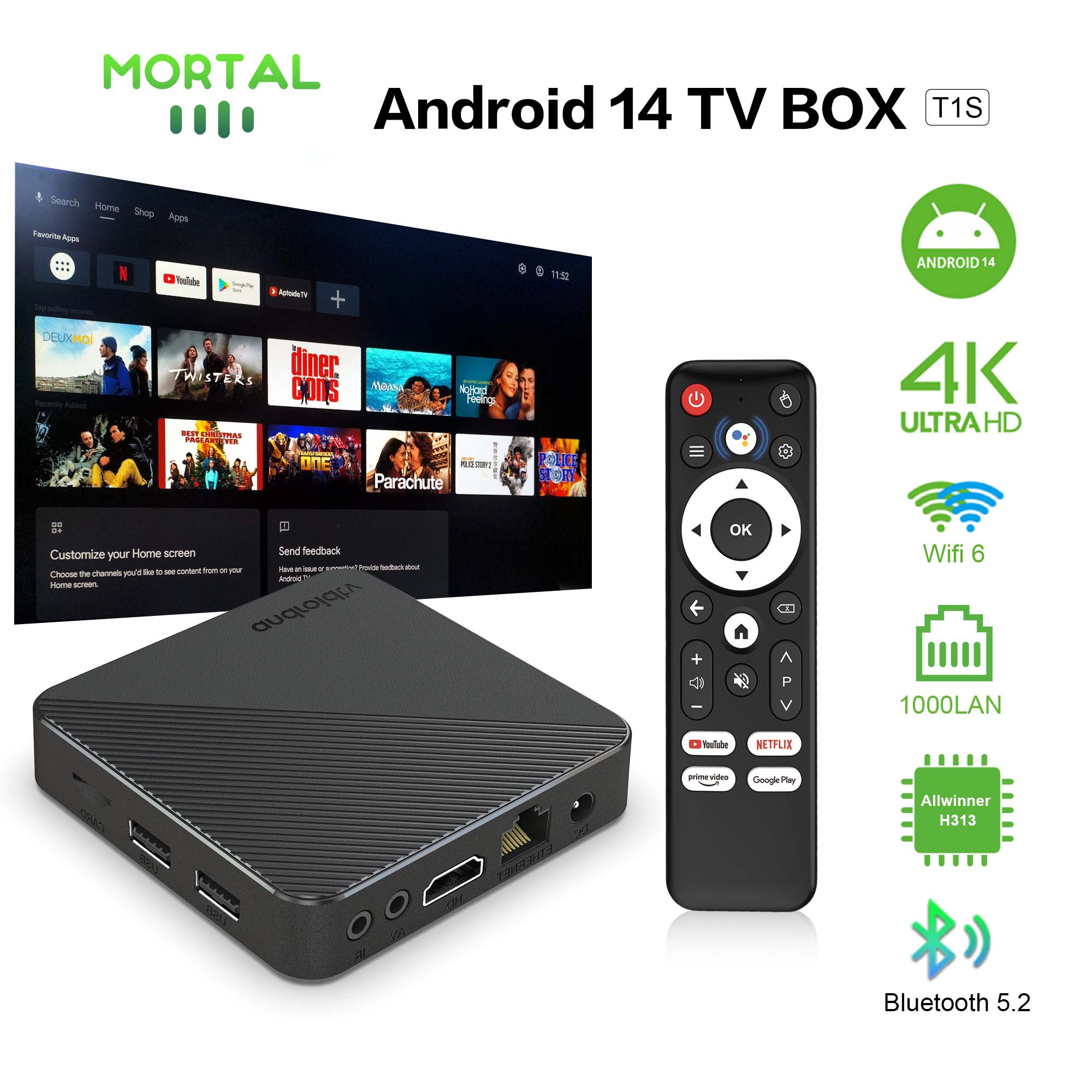 Smart Home Youtube - Android14 caixa de tv de cinema