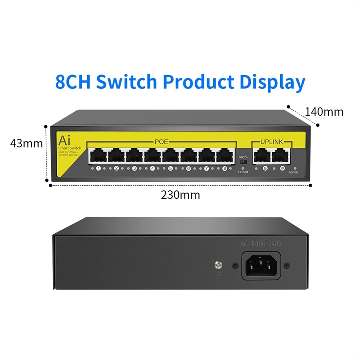 Switch POE de 48V com 8 Portas - Security Ip Camera avaliação e preço