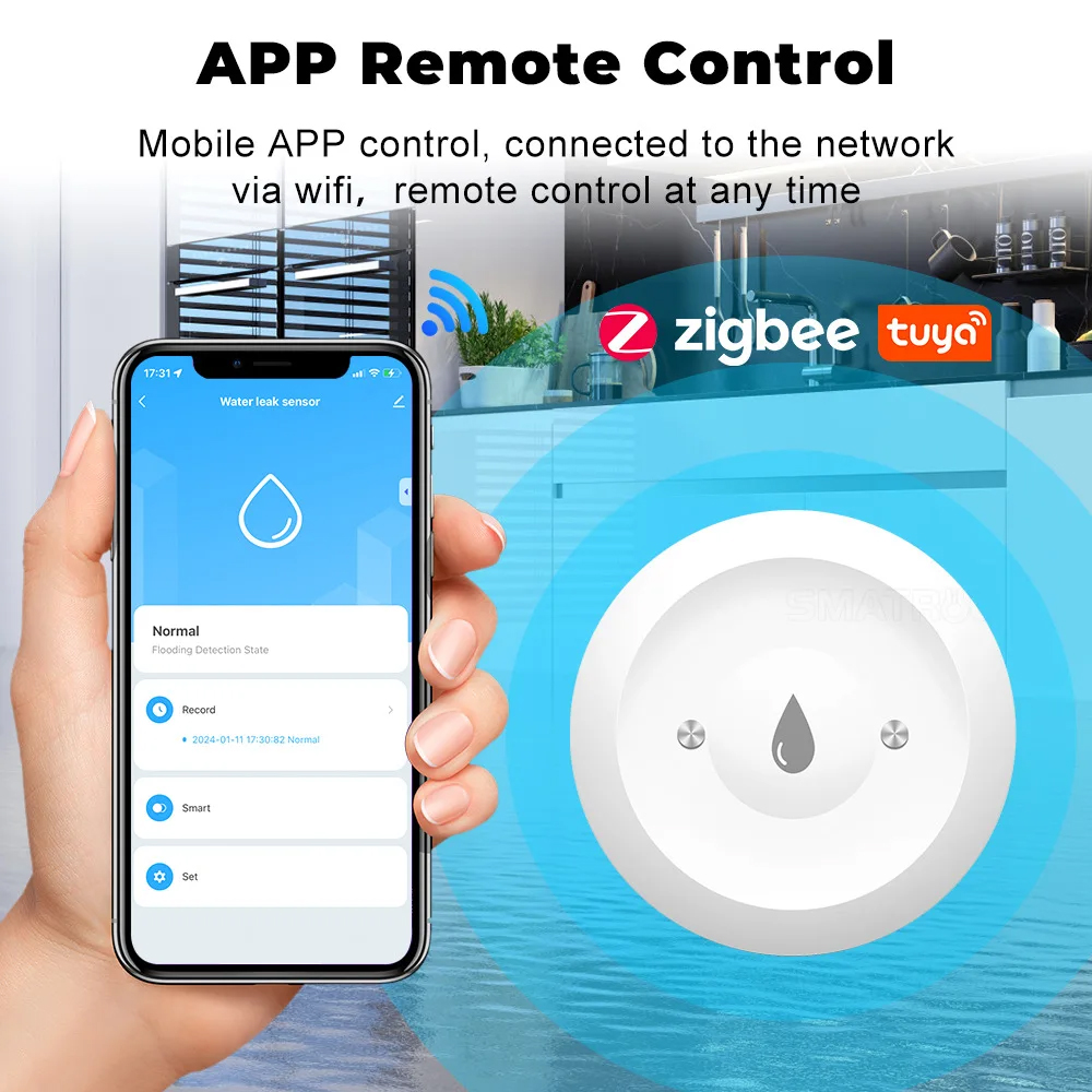 Tuya ZigBee Inteligente Sensor - Wifi Water Leak Detector avaliação e preço