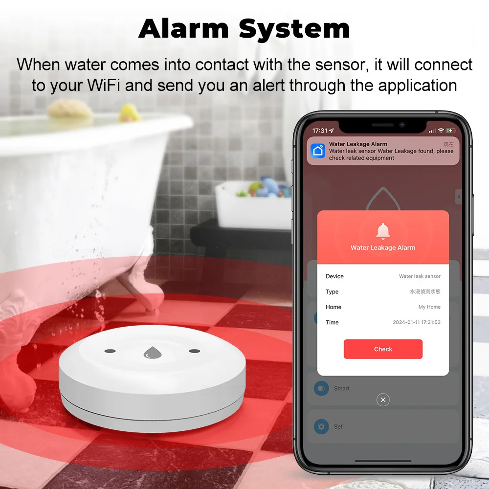 Tuya ZigBee Inteligente Sensor - Wifi Water Leak Detector avaliação e preço