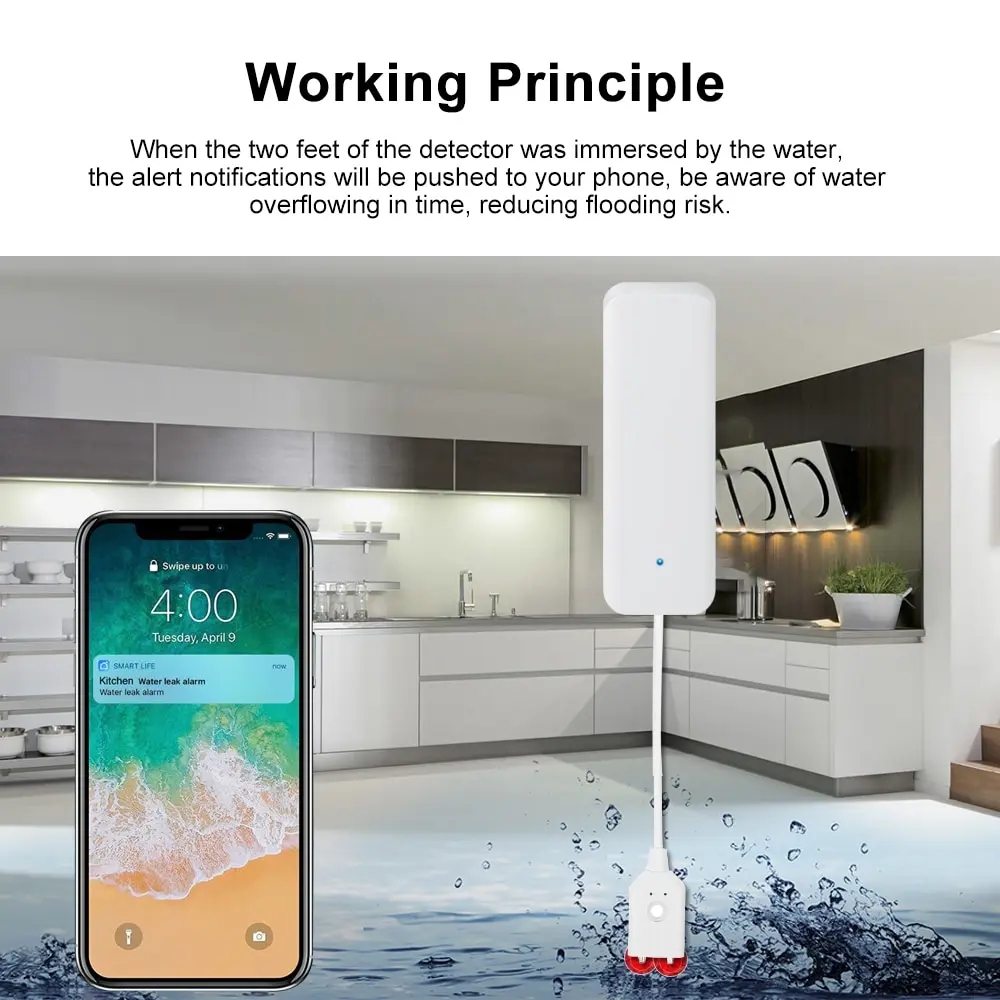 Tuya wi fi inteligente sensor  - Wifi Water Leak Detector avaliação e preço
